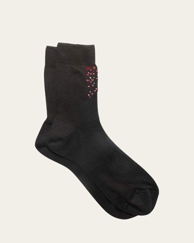 Brilliant Ribbed Rhinestone-Embellished Socks